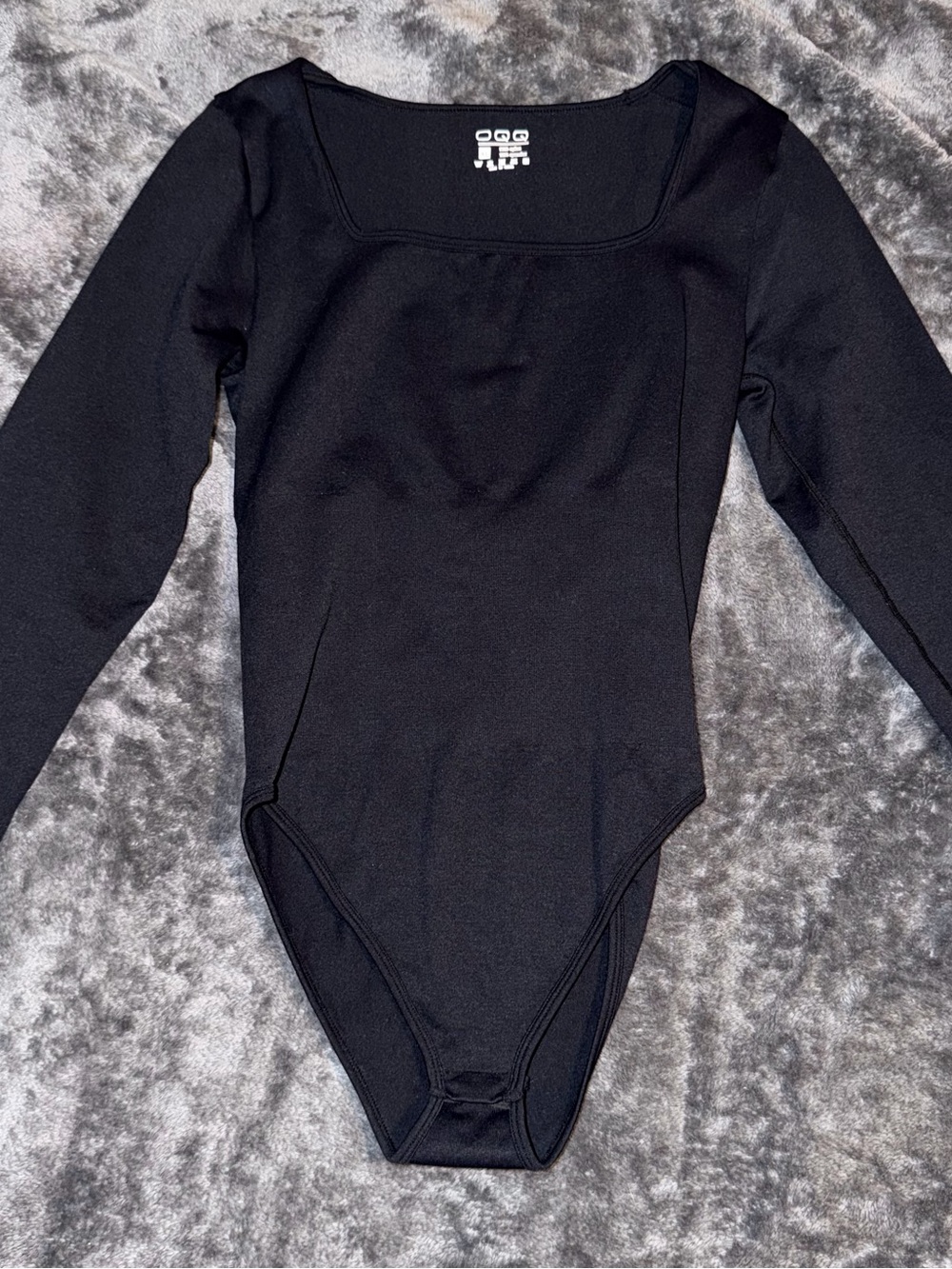 Black Long Sleeve Square Neck Bodysuit